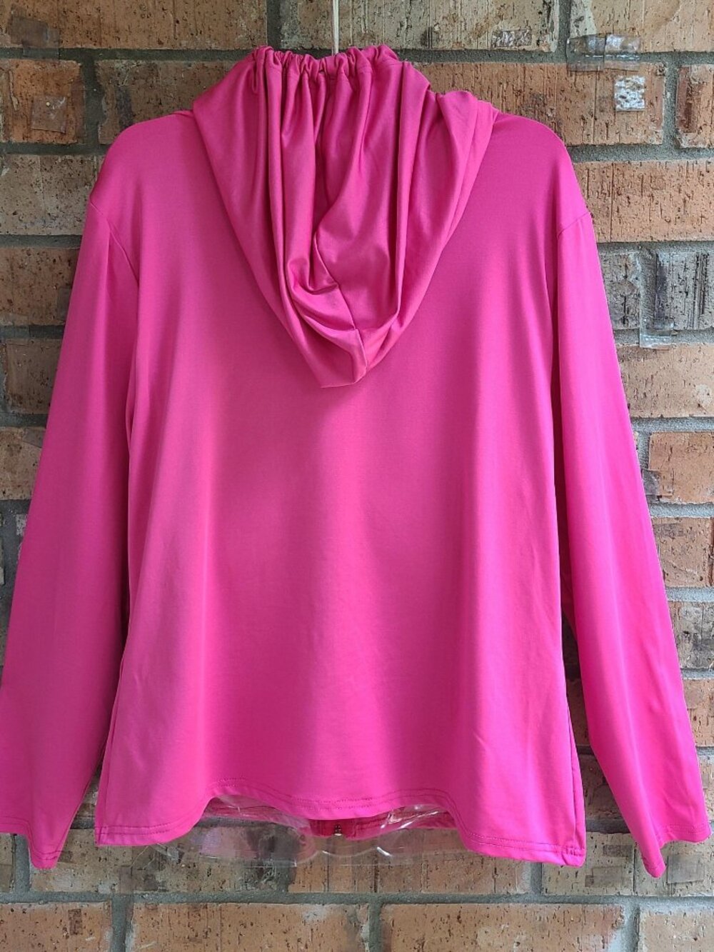 SHEIN Curve Womens Top Hoodie Full Zip Kangaroo Pockets Pink Size 2XL - Picture 4 of 9